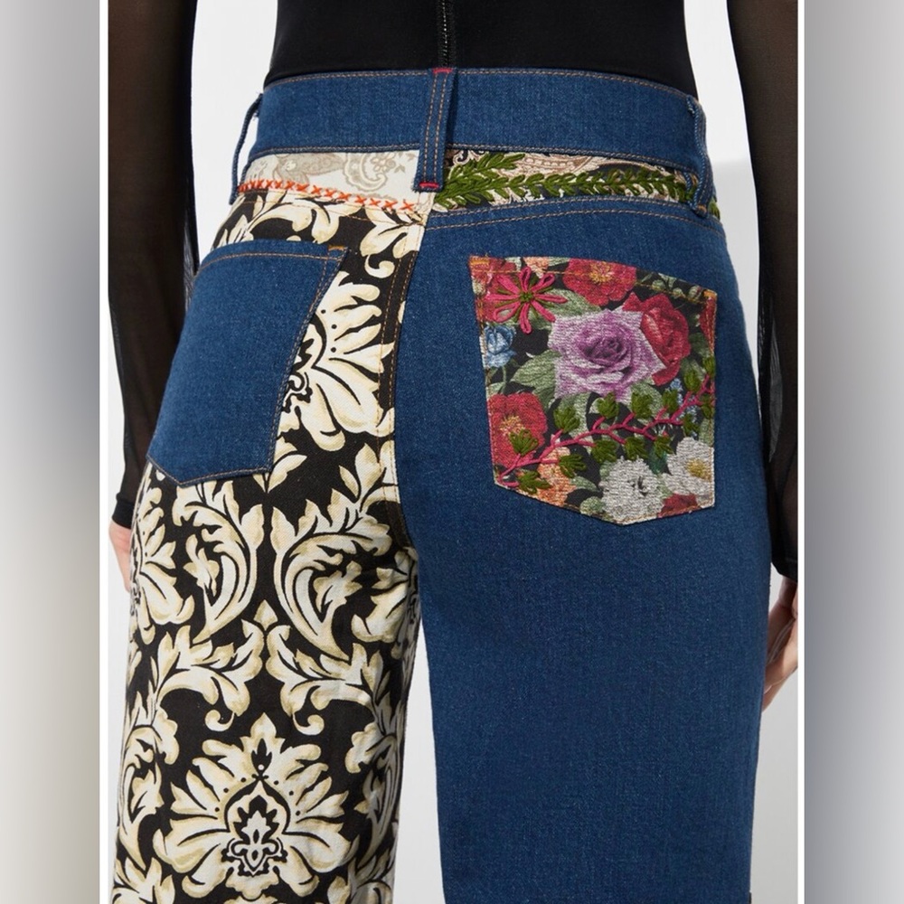 Alice + Olivia Weezy Mixed Media High Rise Wide Leg Jeans - Picture 5 of 9